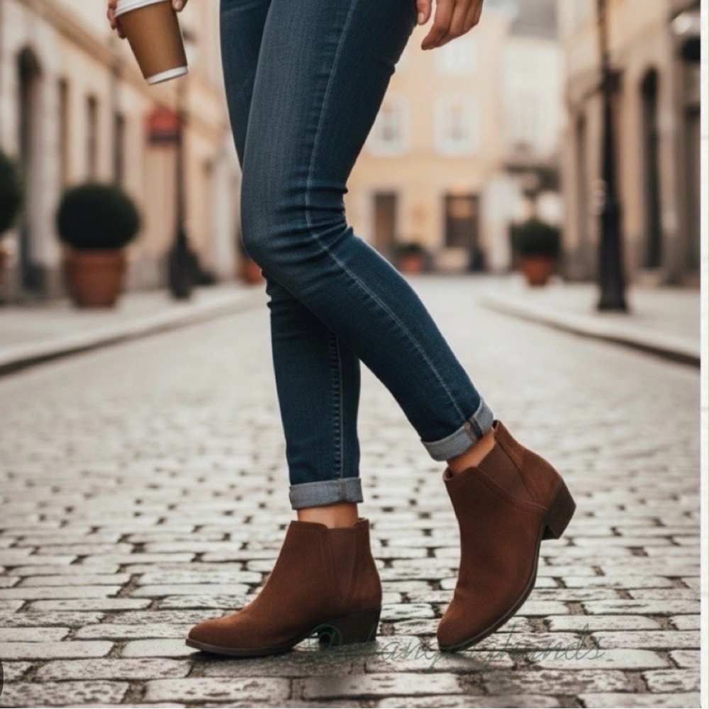 Kenzie Women's Brown Suede Ankle Booties - Classic Chelsea Style